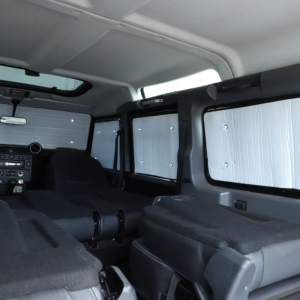 Complete set of sunshade windshield and dashboard covers for Land Rover for Defender 2004-2018 (10 pieces)