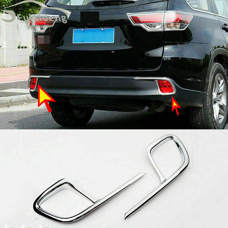 Chrome Rear Bumper Fog Light Frame Cover Trim for Toyota Highlander 2014-2019