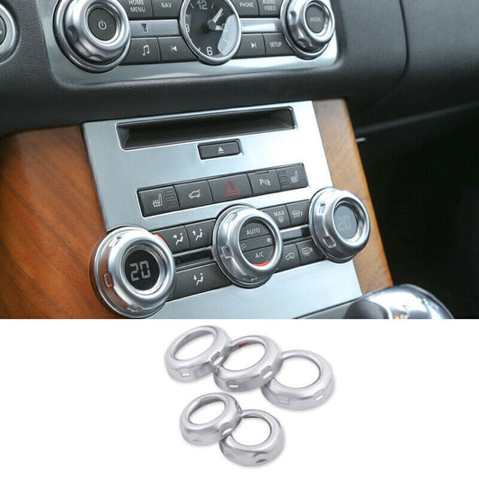 for Range Rover Sport 2010-2013 Silver ABS Middle Console Ac Knob Cover Trim 5X