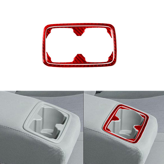 3Pcs Red Carbon Fiber Rear Watercup Holder Cover Trim for Toyota for Camry 2007-2011