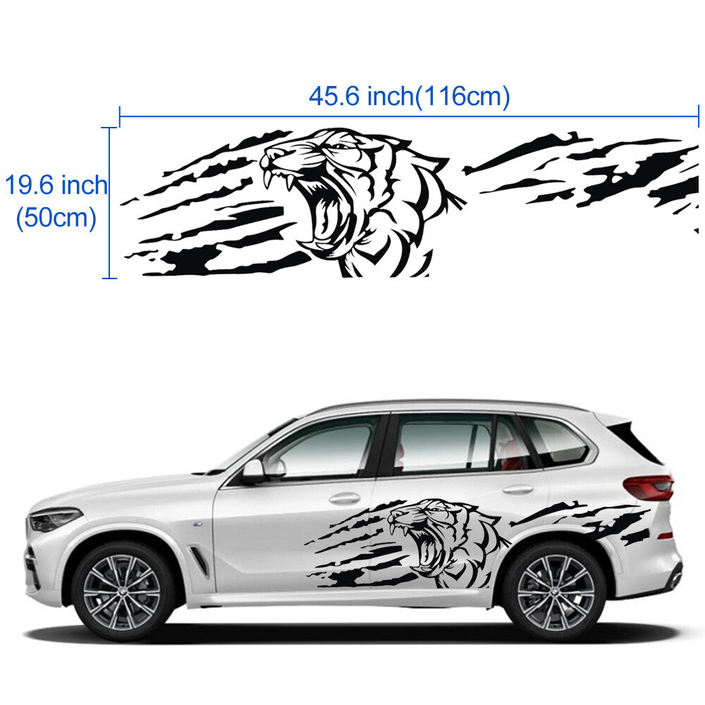 2x Black Tiger Car Body Stickers Body Vinyl Self-adhesive Tattoo Sticker