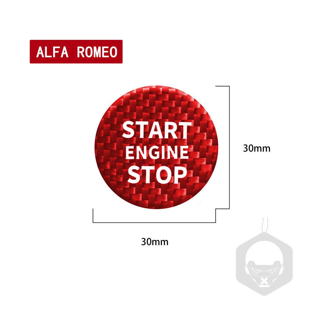 Red Carbon Fiber Engine Start Stop Button Trim for Alfa Romeo Giulia for Stelvio 17+
