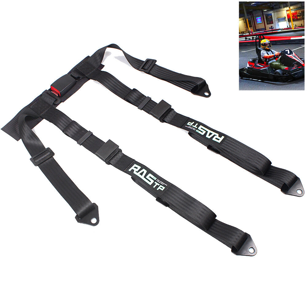 New Black 2 4Point Harness Quick Release Safety Universal Go-Kart for Seat Belt