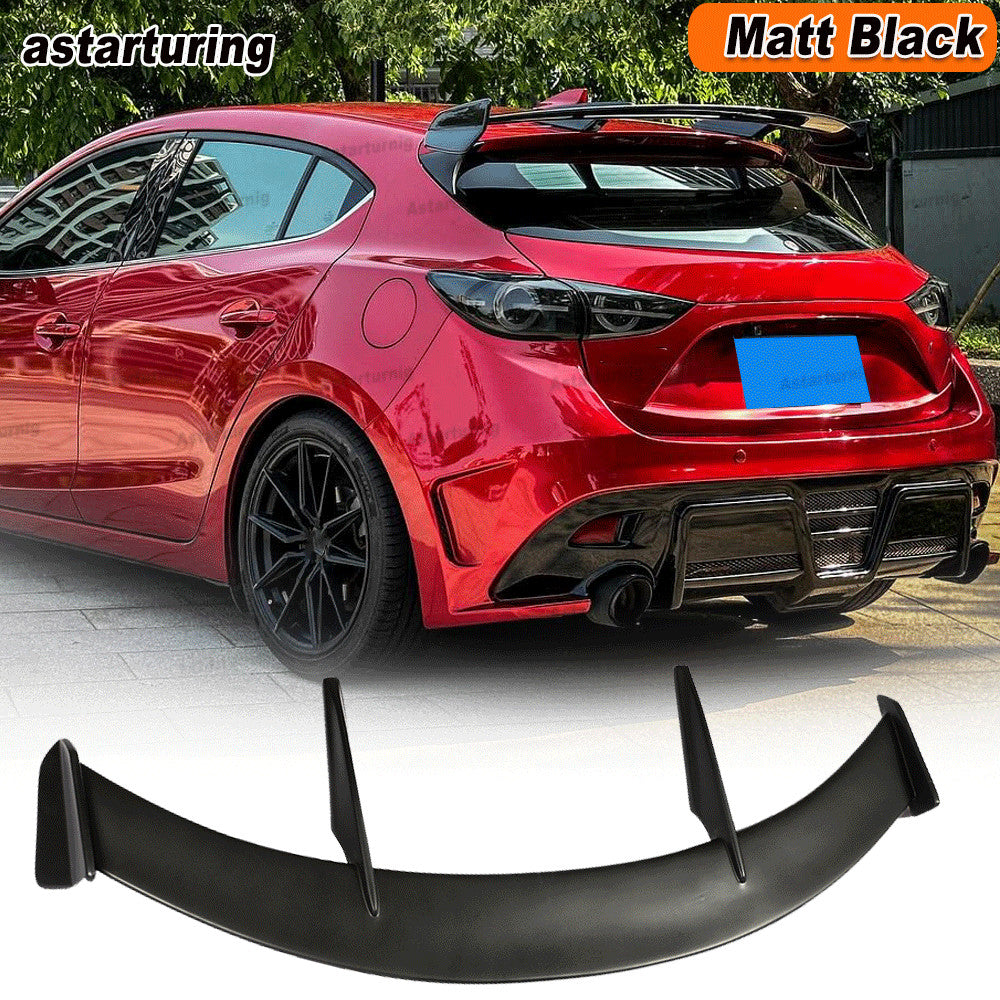 Matt Black Rear Roof Spoiler Wing Tail Lip FRP for Mazda 3 Axela Hatchback 14-19
