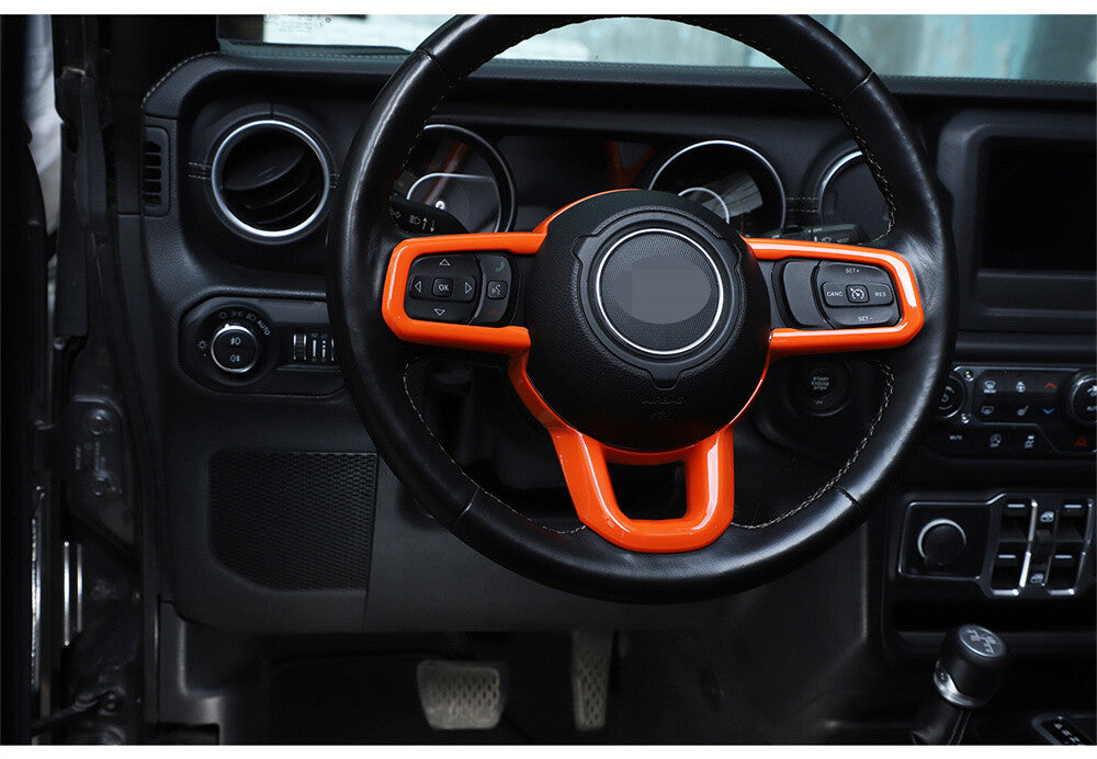 for Jeep for Wrangler JL JT 2018+ Cup Holder Gear Shift Steering Wheel Cover Orange