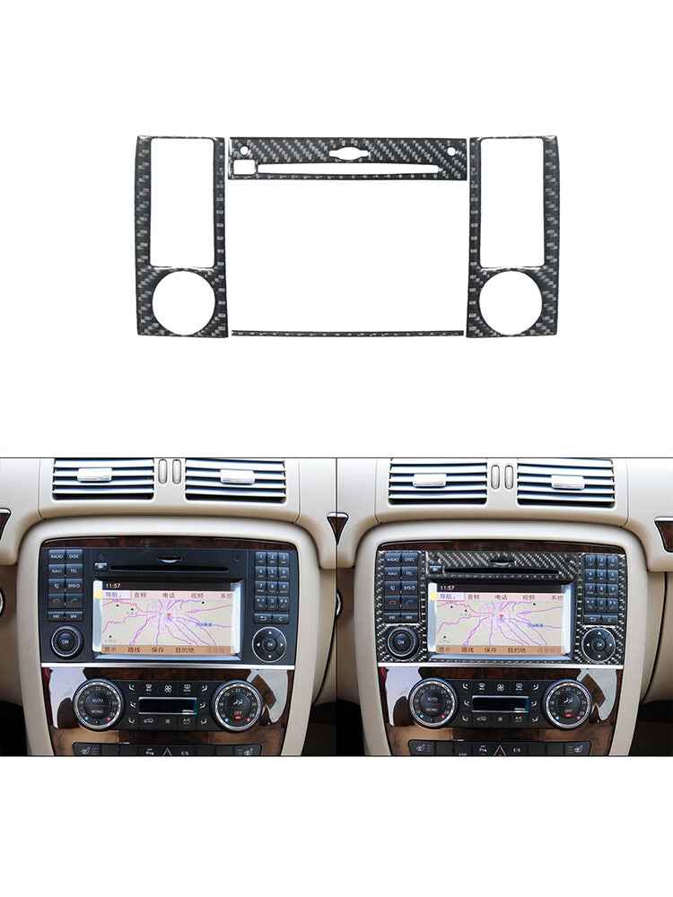 for Mercedes R-Class 2009-2012 CD Player Diaplay Trim Decor Cover Carbon Fiber