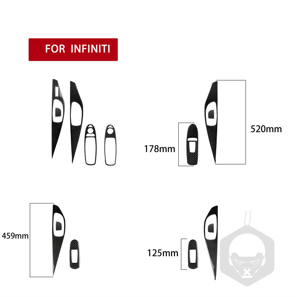 14¡ÁCarbon Fiber Interior Door Panel Window Lift Cover for Infiniti Q50 Q60 2014+