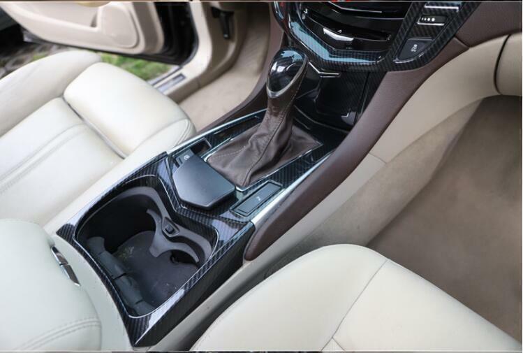 for Cadillac SRX 2010-15 ABS Carbon Fiber Console Water Cup Holder Frame Trim 1P