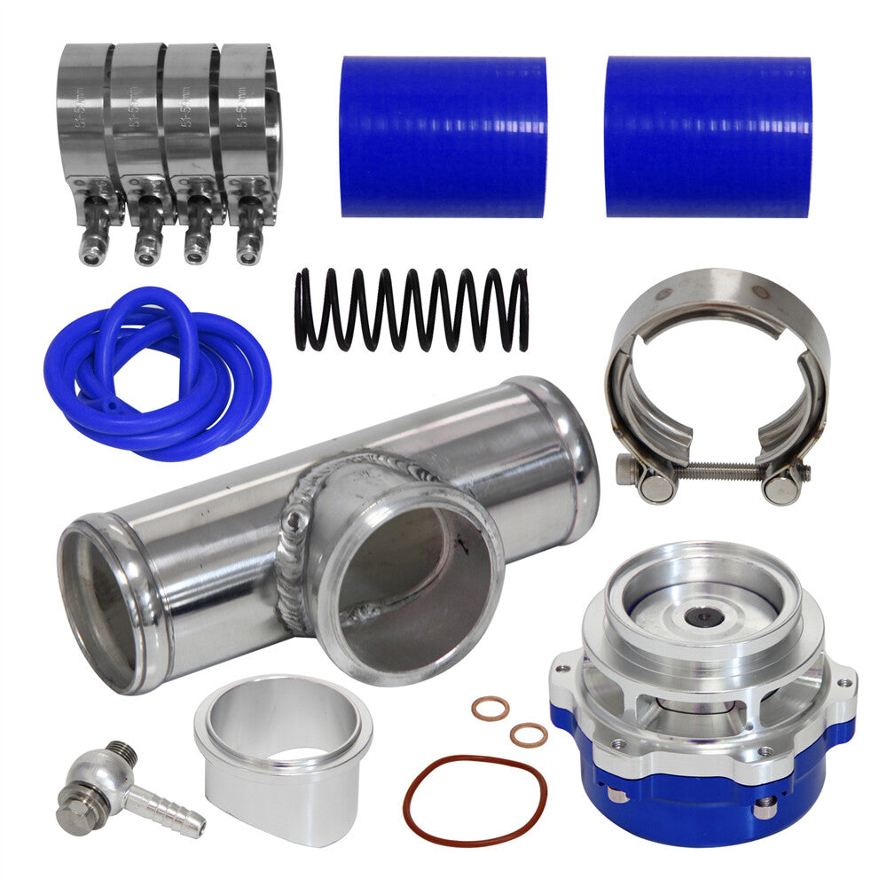 50MM 35PSI Boost V-Band Turbo Blow Off Valve BOV + 2'' Flange Pipe Hose Kit BL
