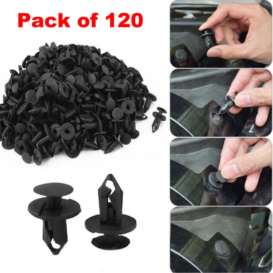 120x 8mm Car Hole Plastic Rivet Fastener Fender Bumper Push Pin Clip Universal