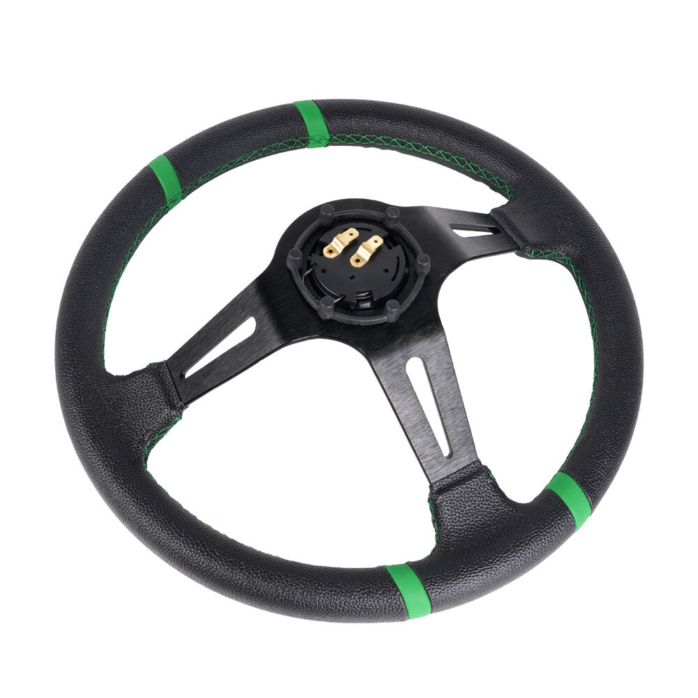 RASTP Deep Dish Drifting Sport Steering Wheel Aluminum Racing Green 14inch