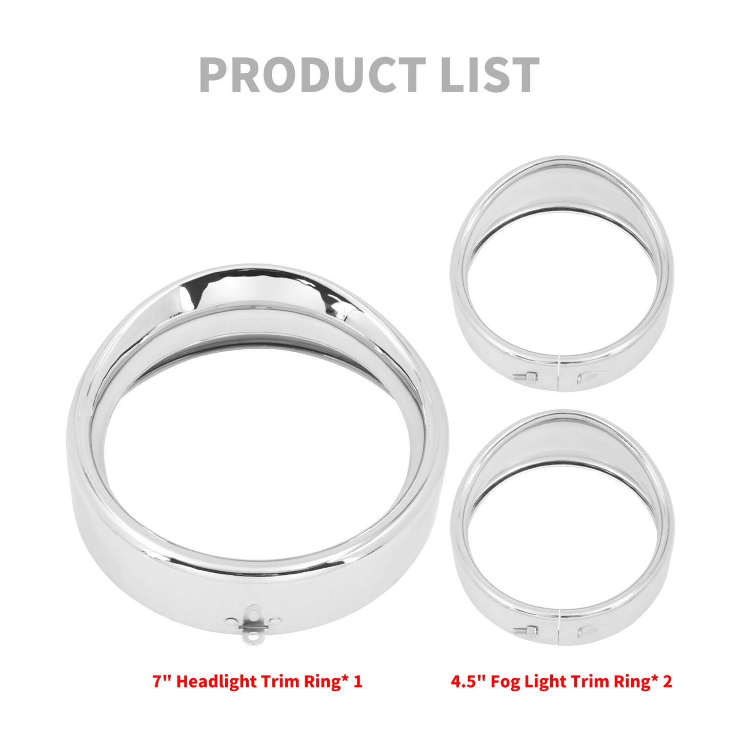 7Headlight 4.5Fog Light Visor Trim Ring Cover for Harley Softail Fat Boy 94-17