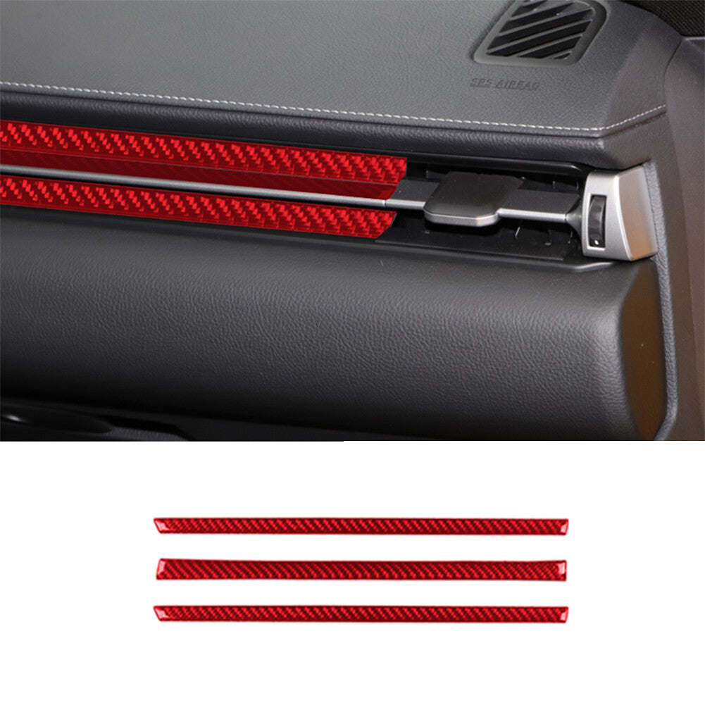 Red Carbon Fiber Passenger Dashboard Cover Trim Strip for Toyota Supra 2019-2022
