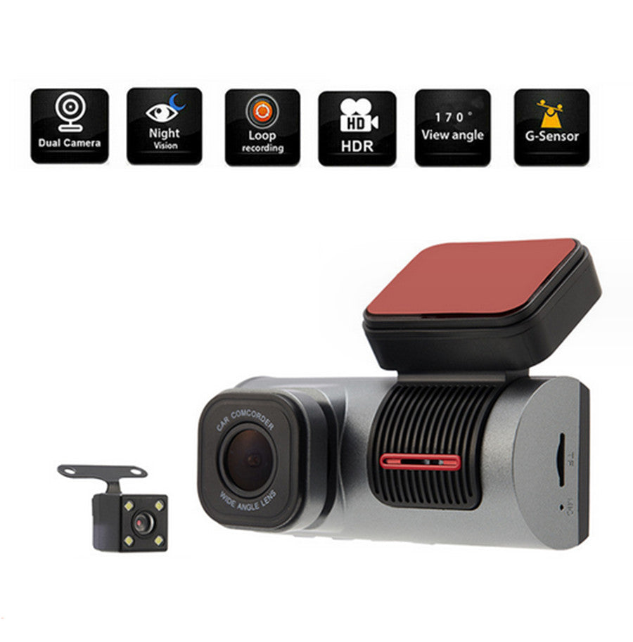 Car DVR Dual Len Dash Cam Camera Front Rear Video Recorder Night Vision G-sensor