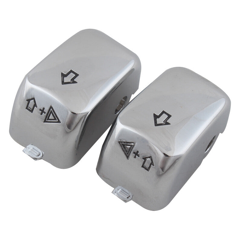 Chrome Hand Control Switch Housing Caps Button Cover for Harley Touring 96-13