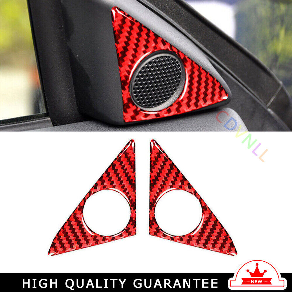 A Post Speaker Frame Cover Trim Fit for Nissan GTR R35 09-16 Red Carbon Fiber