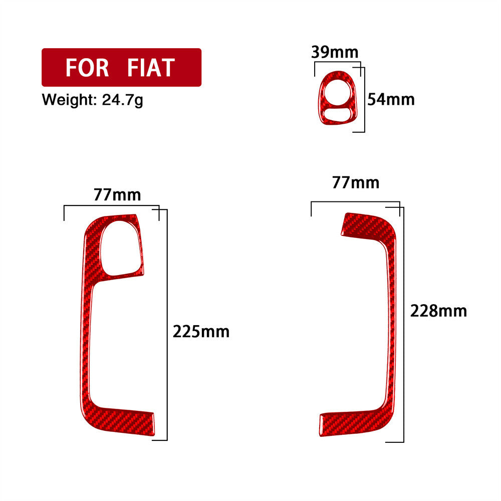 RHD Interior Door Armrest Panel Trim Cover for Fiat 500 2012-15 Red Carbon Fiber