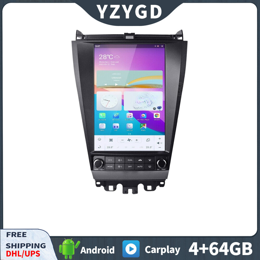 for Honda for Accord 2003-2007 Stereo Android Car Radio CarPlay Receiver Screen 64GB