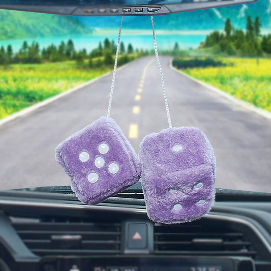 7.5cm Double Dice Pendant Hanging Plush Toy for Car Home Decoration Dice Purple
