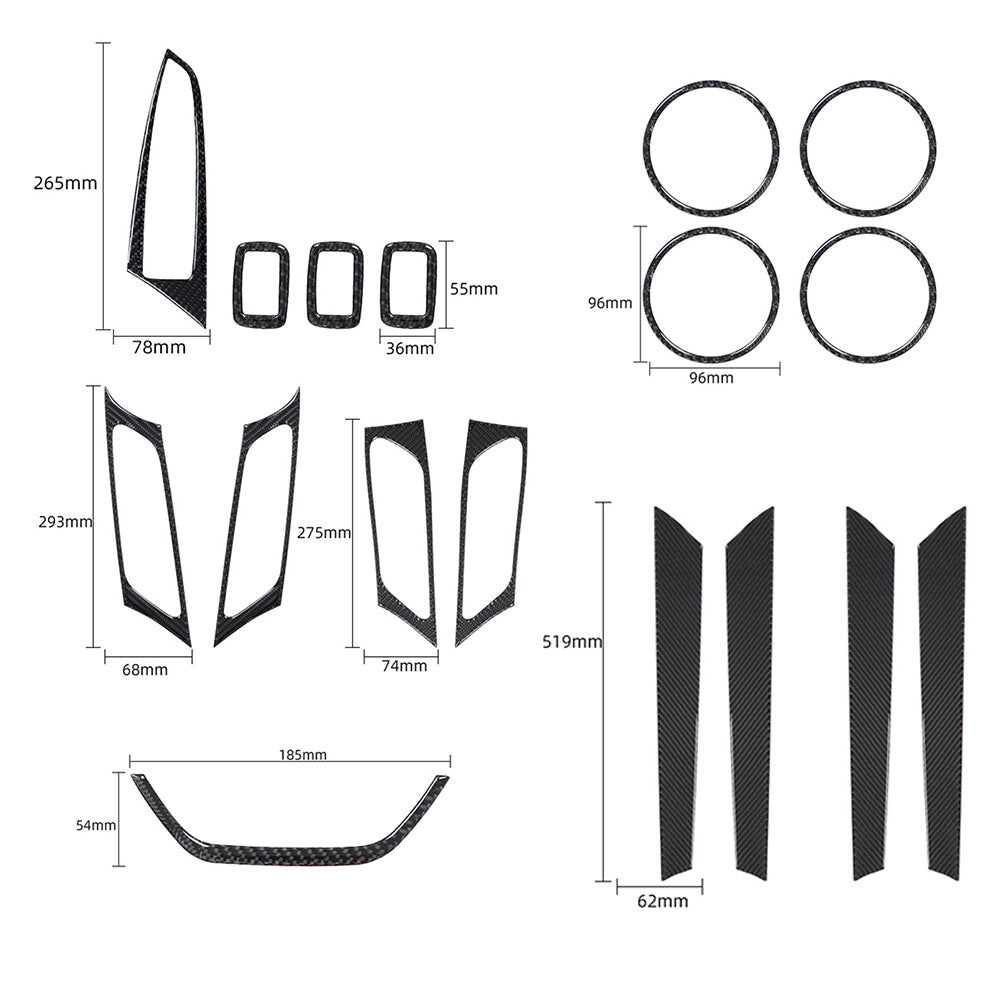 17Pcs Carbon Fiber Set Of Door Cover Trim for BMW X3 F25 X4 F26 2011-2017 Type B