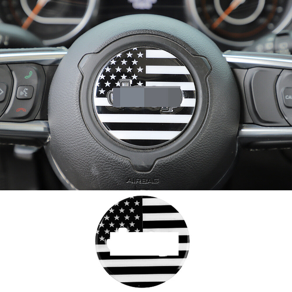 Soft Glue Flag Interior Steering Wheel Center Cover for Jeep for Wrangler JK 2007-10
