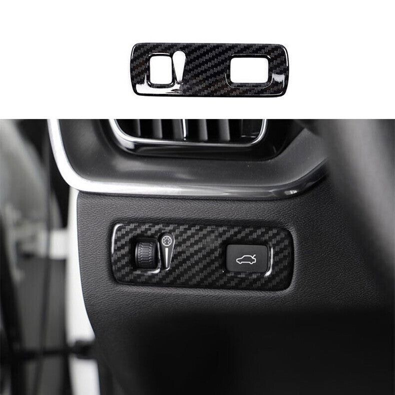 for Volvo S90 2017-2022 Carbon Fiber Headlight Button Switch Frame Cover Trim