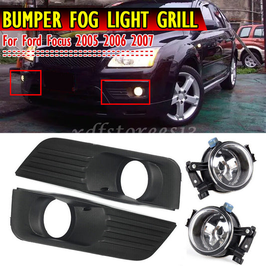 Front Bumper Fog Lights Cover GrilleLamp Kits for Ford Focus 2005-07 Not Fit ST