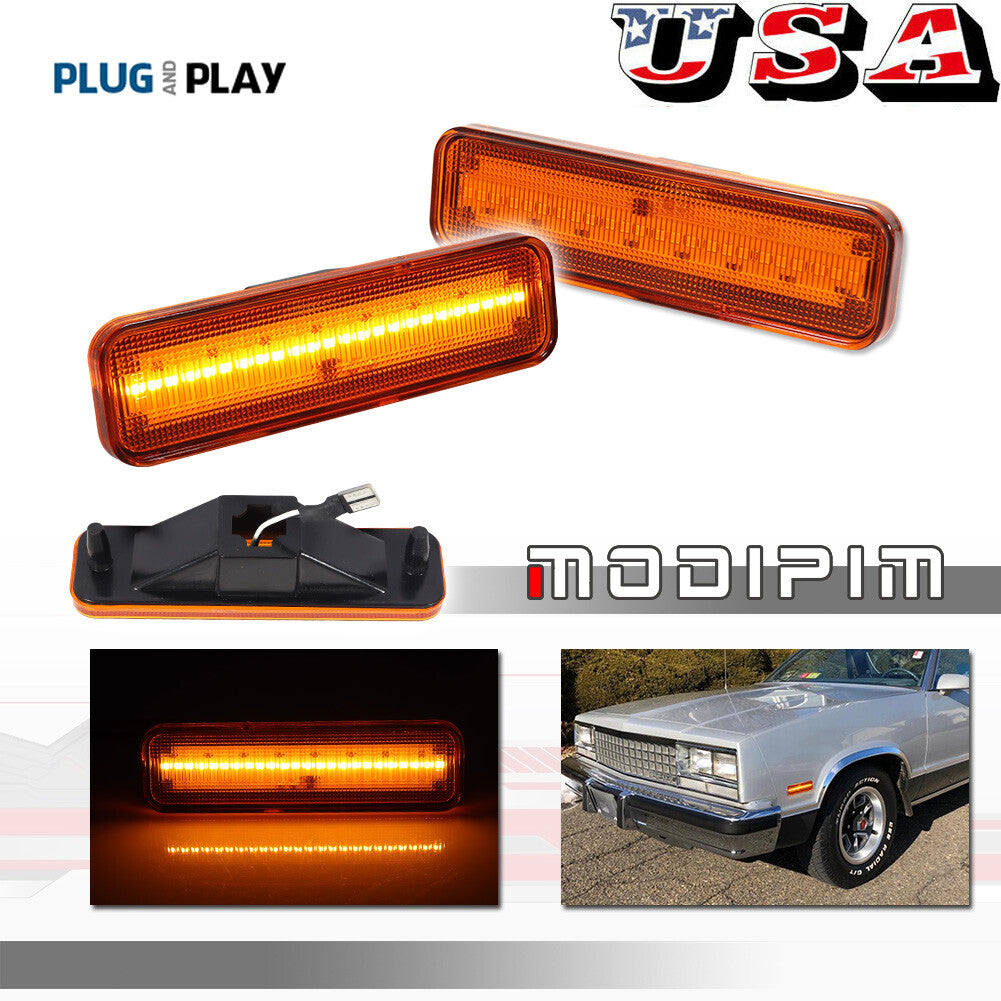Amber front bumper side marker lights are suitable for 82-87 for Chevrolet El Camino for GMC Caballero.