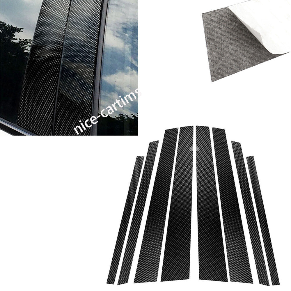 8Pcs Carbon Fiber Door Window Pillar Posts Panel Trim Kit for BMW X5 E70 2008-13