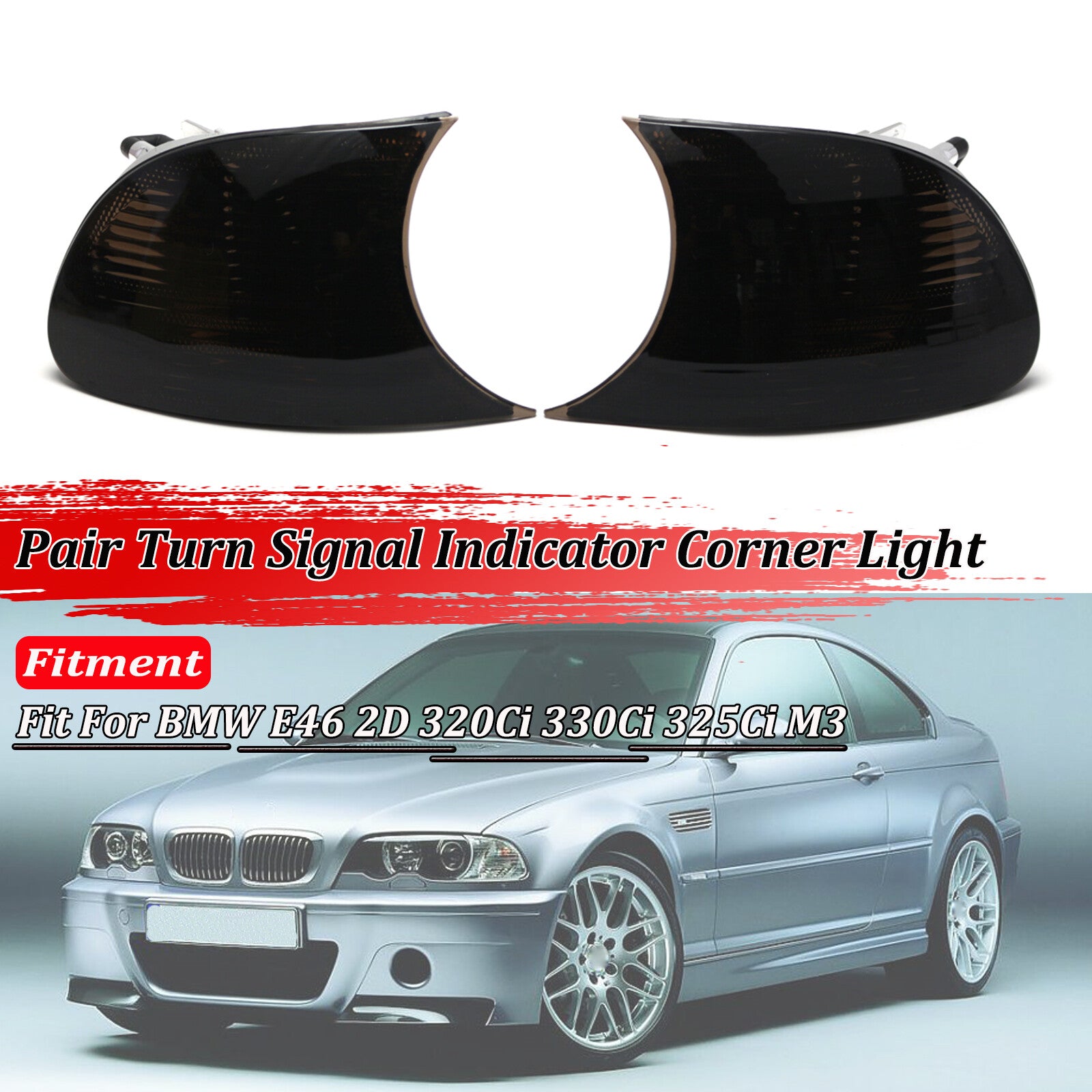 Clip-on turn signal corner lights are suitable for BMW 3 Series E46 2D 98-01 Coupe/Cabrio