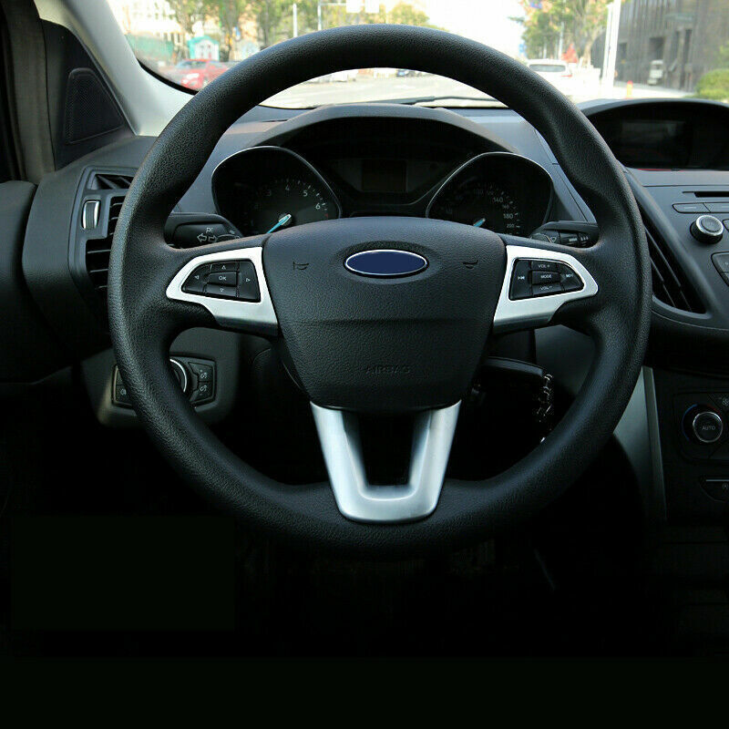 for Ford Escape Kuga 2017-2019 ABS Matte Silver Inner Steering Wheel Cover trims