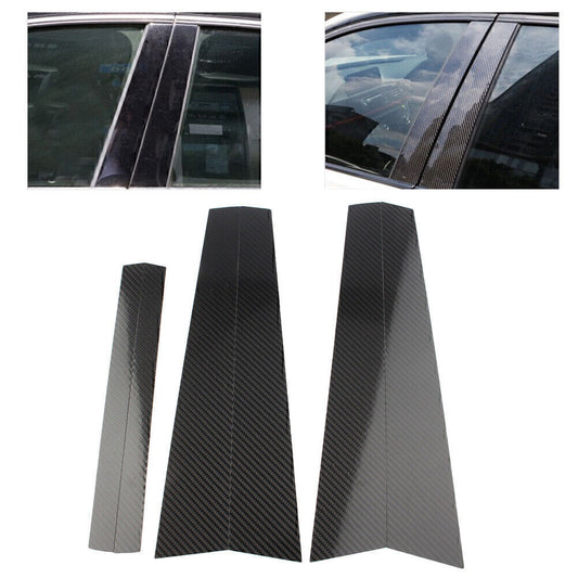 Window B Pillar Trim Cover Carbon Fiber Fit for BMW 5 Series E60 2004-2010 Black