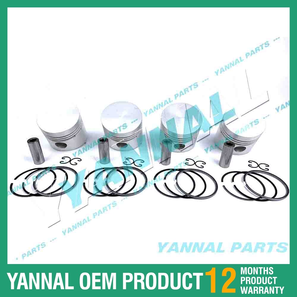 4-piece piston with piston rings + 0.5 mm for Kubota V1702 engine (oversized)