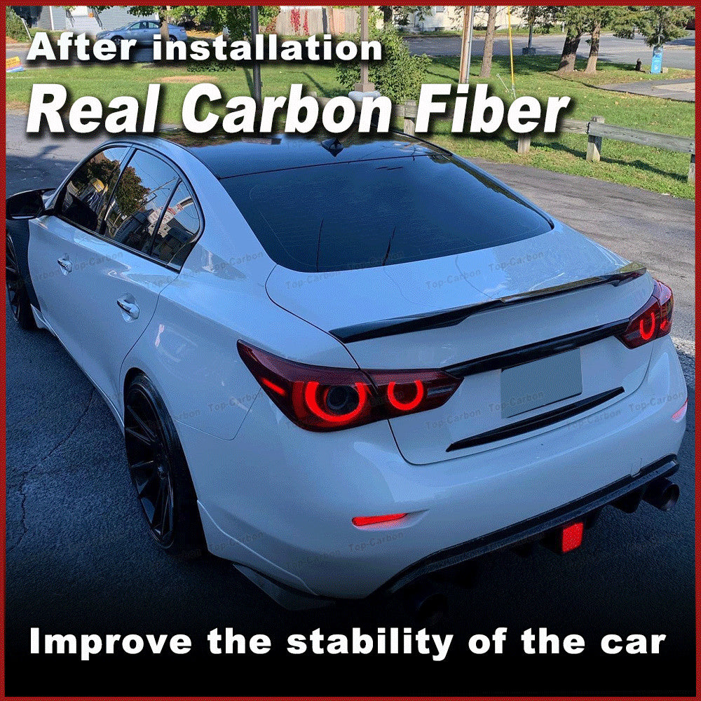 Fit for Infiniti Q50 Sedan 2014-20 REAL Carbon Rear Trunk Spoiler Lip Boot Wing