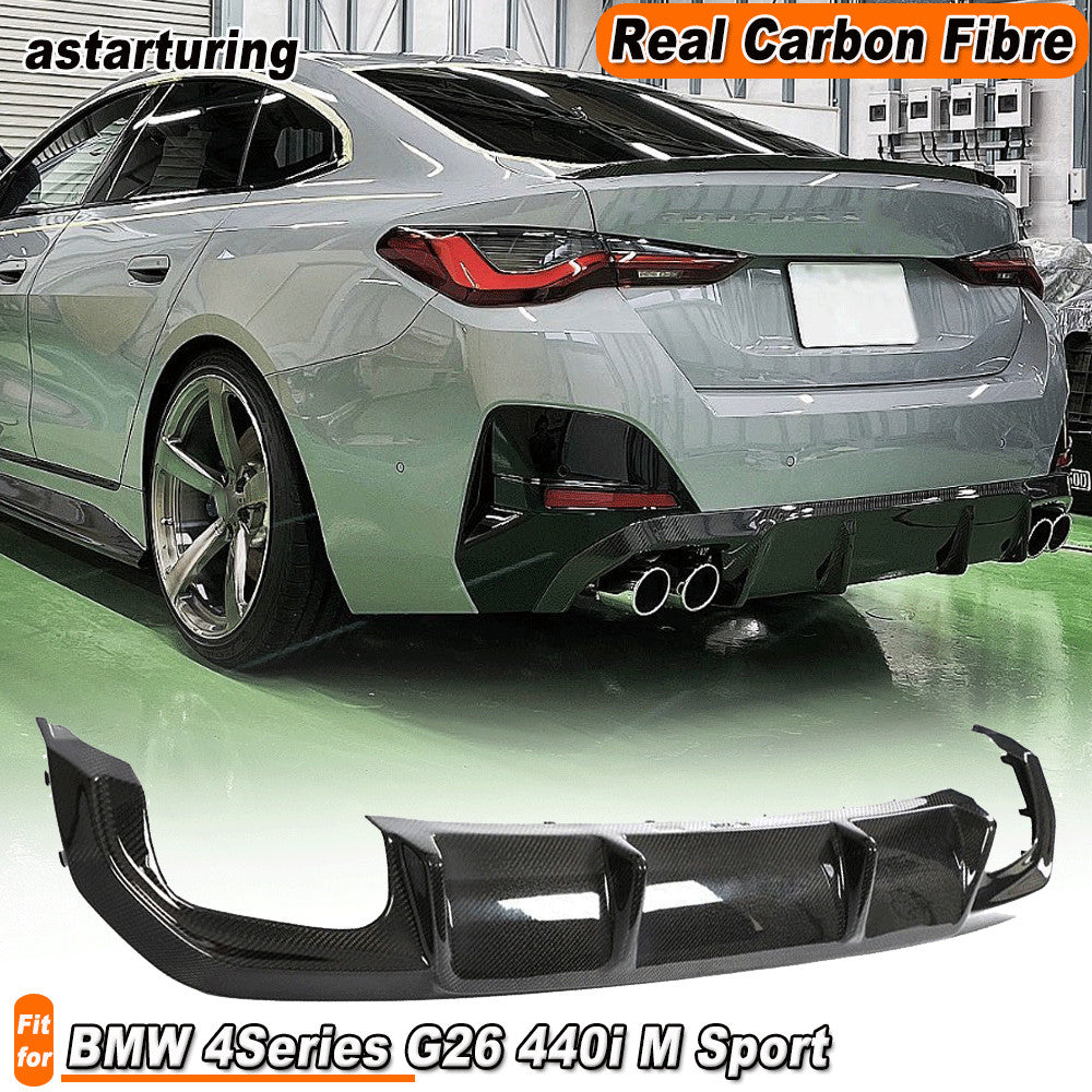 for BMW 4Series G26 440i Gran Coupe M Sport Real Carbon Rear Bumper Diffuser Lip
