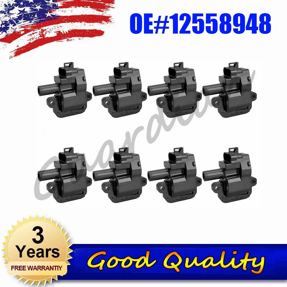 8x Ignition Coil 12558948 for Pontiac Firebird for GMC for Yukon for Sierra 3500 for Chevrolet