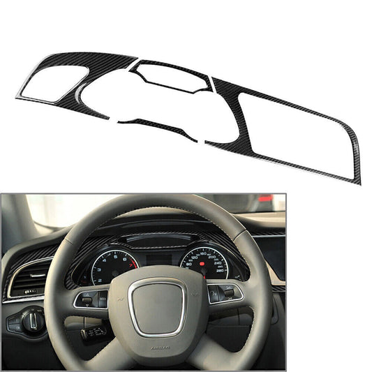for Audi A4 B8 2009 2010-2016 4x Carbon Fiber Console Dashboard Panel Trim