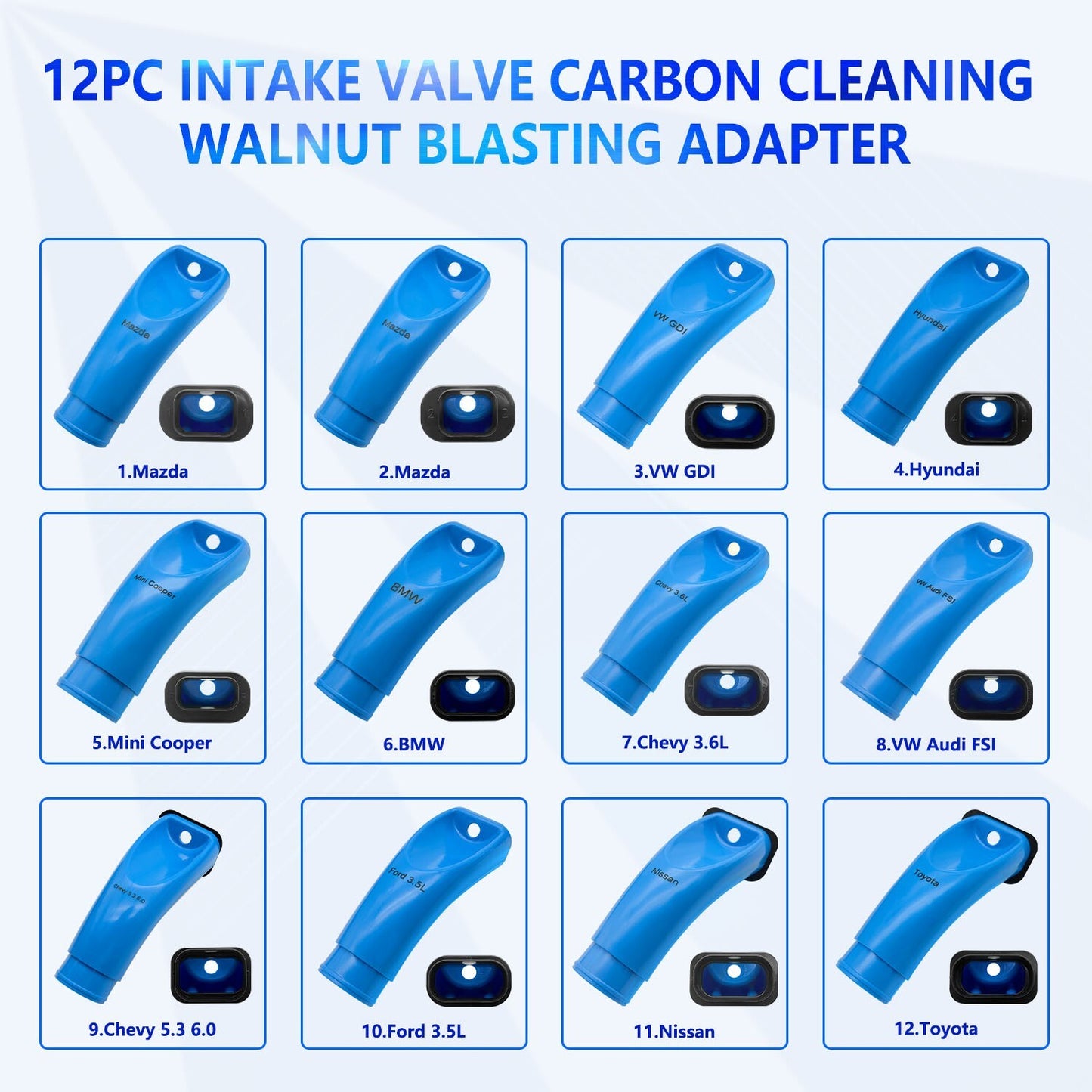 Intake Valve Carbon Cleaner Walnut Blasting Adapter for VW for AUDI for BMW MAZADA for CHEVY
