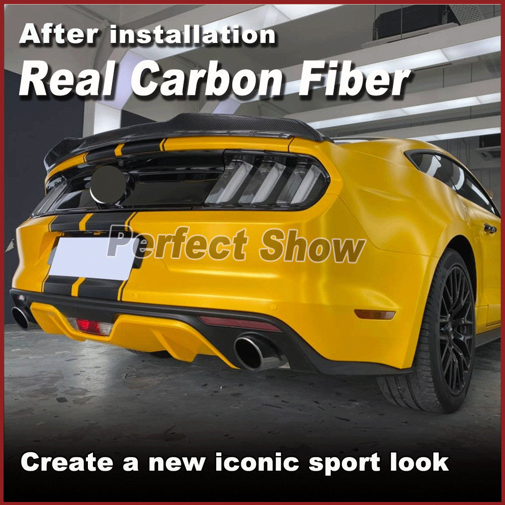Fit for Ford for Mustang 2015-18 REAL Carbon Fiber Rear Trunk Boot Spoiler Wing Lip