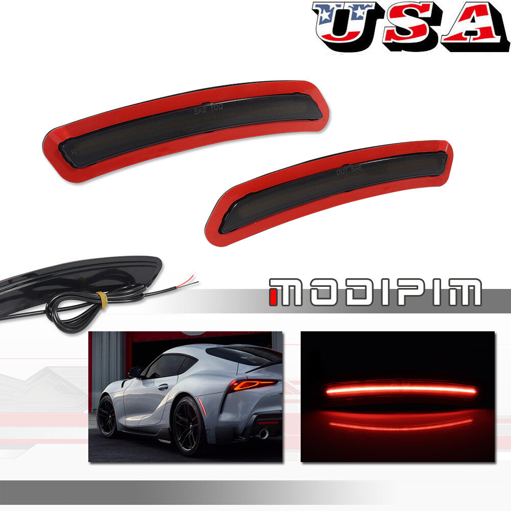 Smoked lens rear side marker light with red LED light applicable to 2020-2024 for Toyota GR Supra