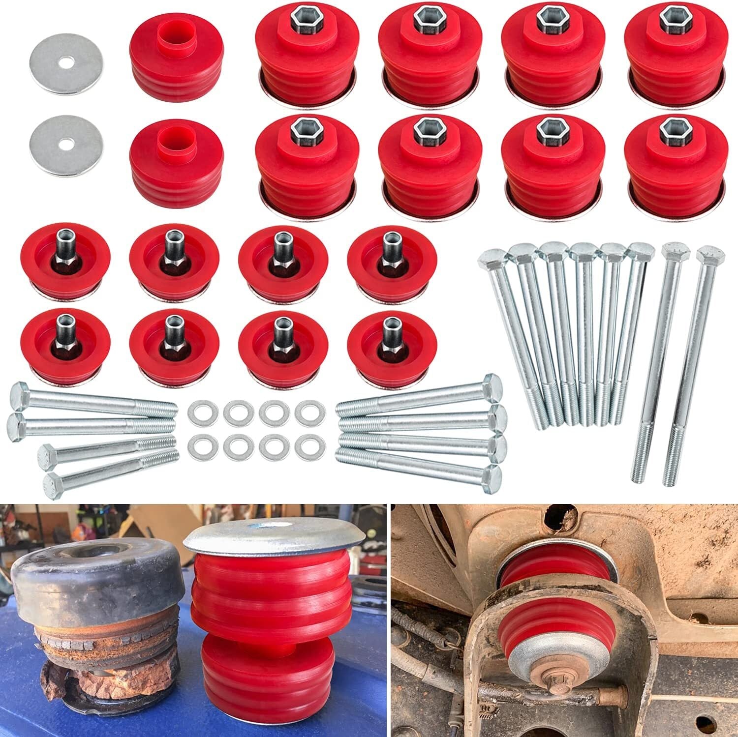Red body cab mounting bushing kit for 2008-2016 for Ford F250 F350 Super Duty 2WD 4WD