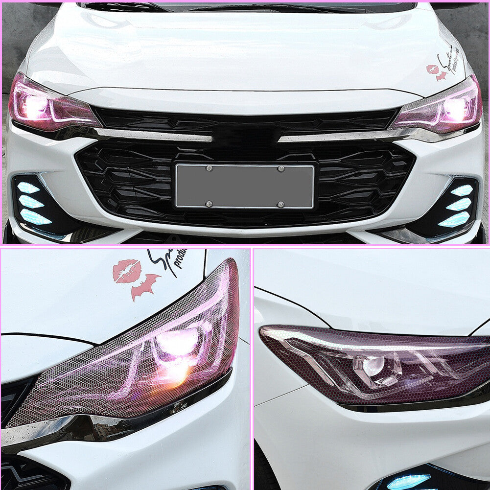 Pink Honeycomb Car Taillight Fog Head Light Headlight Tint Film Wrap 160x30CM