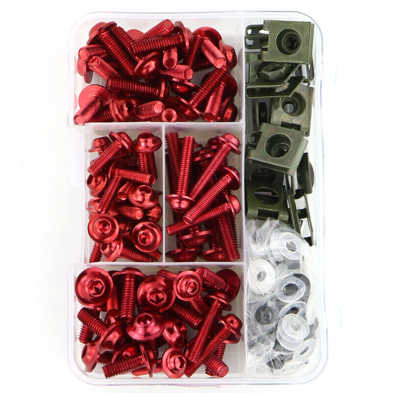 Red CNC Motorcycle Complete Fairing Bolts Kit Bodywork Screws Nuts for Kawasaki