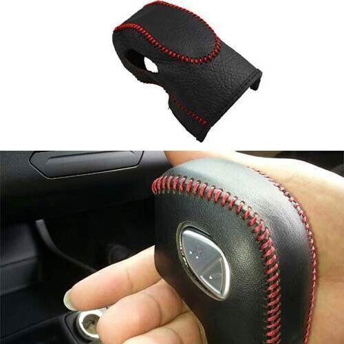 1X Black+Red Leather Shifter Hand Brake Cover Trim for Ford Mondeo Fusion 13-16