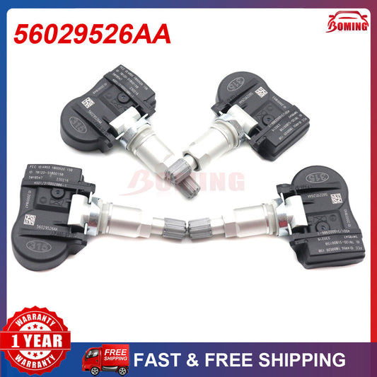 4-piece TPMS 56029526AA tire pressure monitor sensors for Dodge , for Jeep , and for Chrysler vehicles, 315MHz.