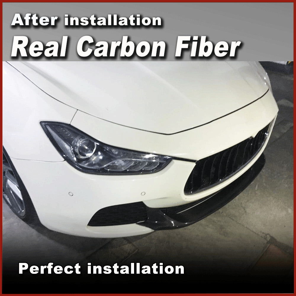 Fit for Maserati Ghibli S Q4 Base 2014-2017 REAL Carbon Front Bumper Lip Spoiler
