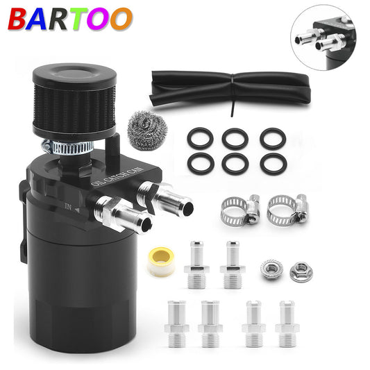 300ML Oil Catch Can Kit Universal Black Breather Baffled Aluminum Reservoir Tank