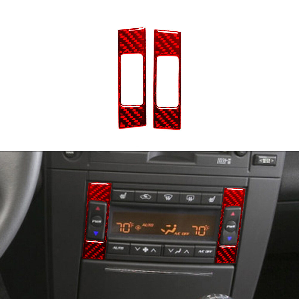 2X Red Carbon Fiber Climate Control Panel Cover Trim for Cadillac CTS 2003-2007