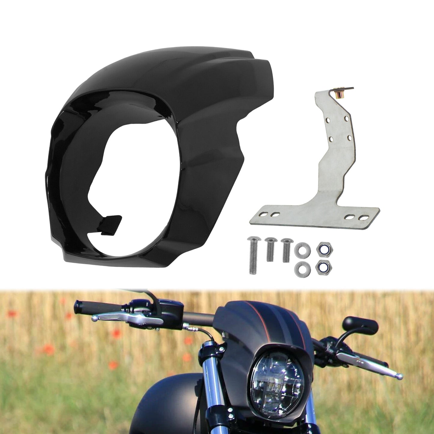 Gloss Black Front Headlight Fairing Cowl Cover Fit for Harley Breakout 2018-2023