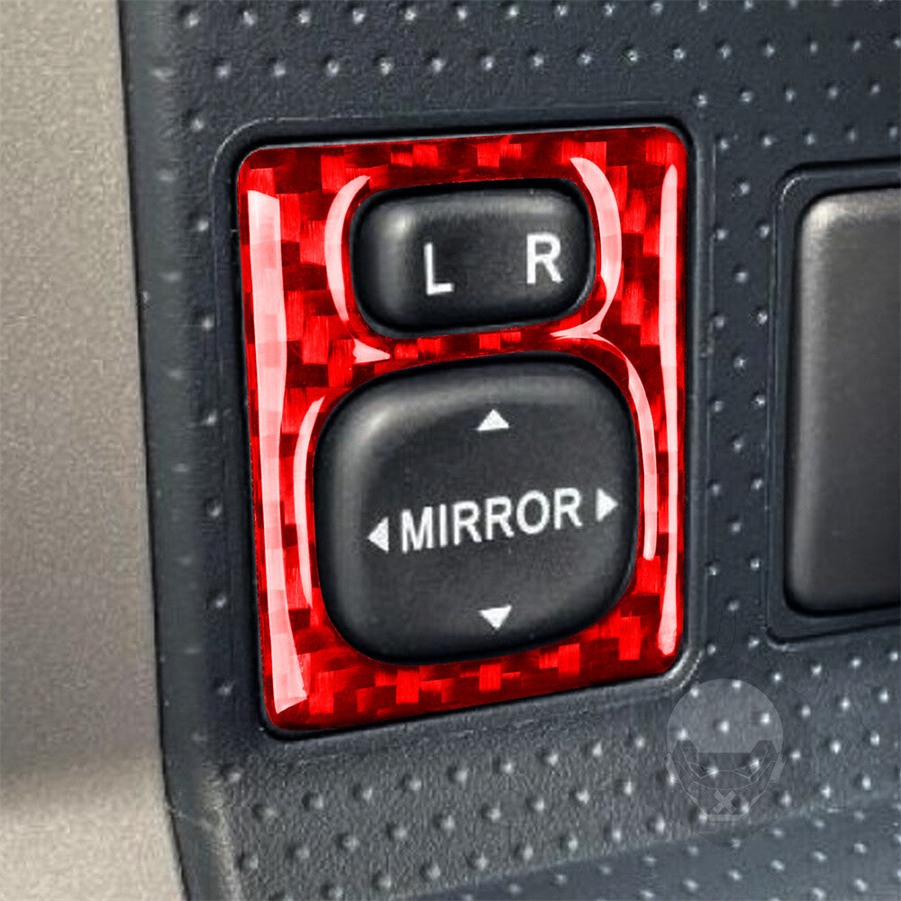 Red Carbon Fiber Rearview Mirror Control Button Trim For Toyot@ FJ Cruiser 07-21